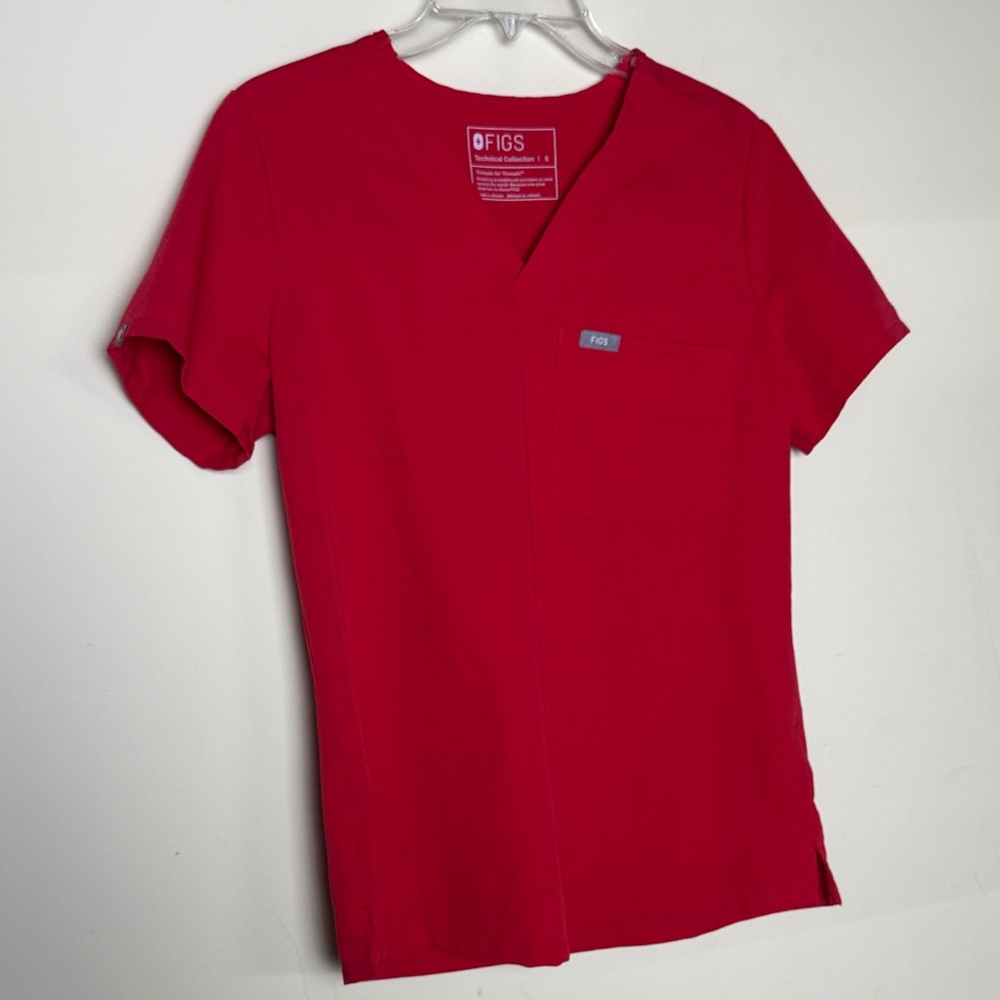 Figs Red Catarina one pocket Scrub Top pop red medical nursing Small modest